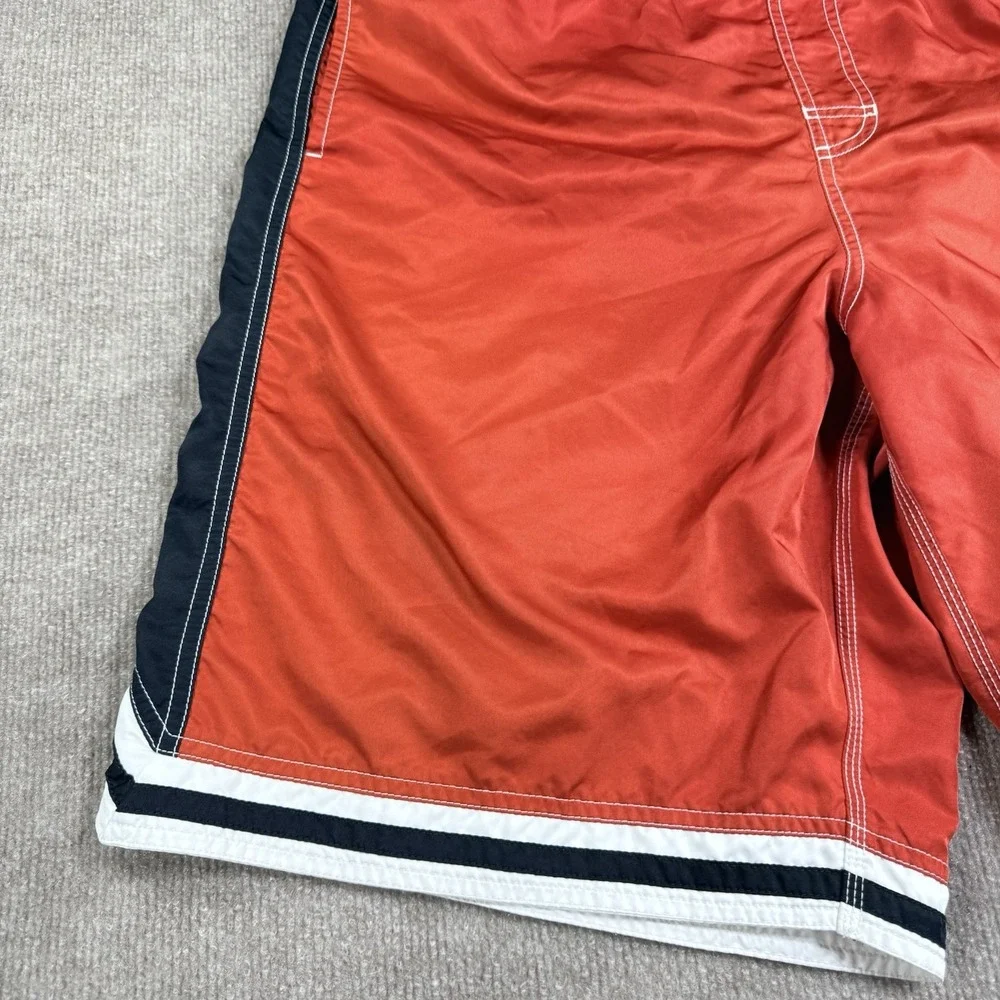 VTG Nike Y2K Swim‎ Trunks Shorts Mens XL Red Black Striped Mesh Lining Board